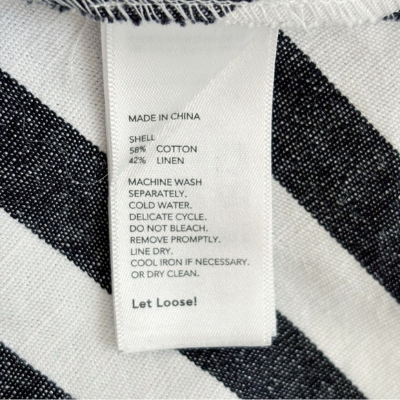 Kate Spade Saturday Fit & Flare Dress 8 Striped Linen Blend White Black - Picture 7 of 8